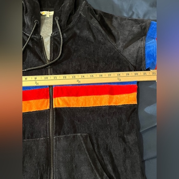 C&C California Velour Black Stripe Full Zip Black Hoodie Large - Picture 12 of 13